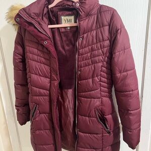 YMI Women's Deep Red Puffer Coat